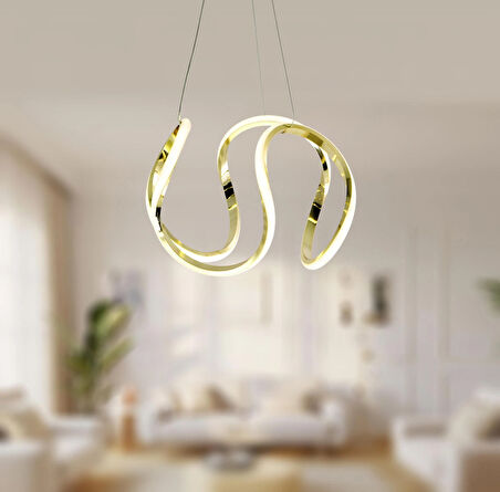 TT306-35-SR TT Aydınlatma ( Sarı Işık ) Kavis Modeli Sarı Kaplama Led Avize