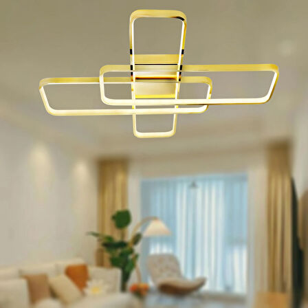 TT040-SR TT Aydınlatma ( Sarı Işık ) Sarı Kaplama Plofonyer Led Avize