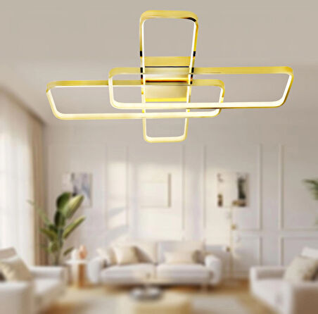 TT040-SR TT Aydınlatma ( Sarı Işık ) Sarı Kaplama Plofonyer Led Avize