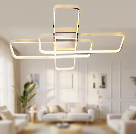 TT040-FSR  TT Aydınlatma ( Sarı Işık ) Fransız Sarısı Kaplama Plofonyer Led Avize