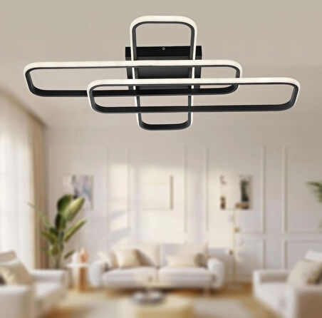 TT324-SY TT Aydınlatma ( Sarı Işık ) 57 x 17 Profil Mat Siyah 3 lü Plofonyer Led Avize