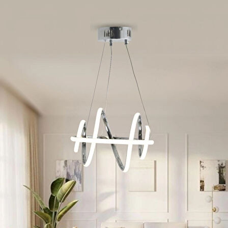 TT005-KR-SRR TT Aydınlatma SAR IŞIK LED Burgu Modeli Krom Kaplama Led Avize