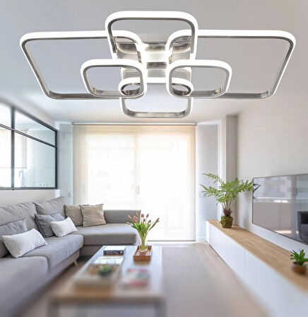 TT500-6-KR TT Aydınlatma Krom Kaplama ( 3 Renk Işık Modüllü ) Plofonyer 6 lı Led Avize