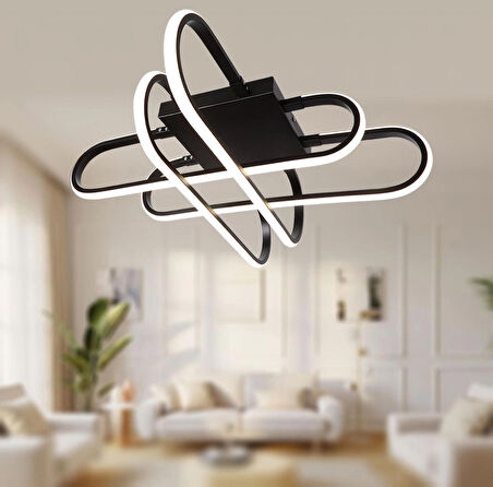 TT338-SY TT Aydınlatma Kasef Model ( 3 Renk Işık Modüllü ) Mat Siyah Kaplama Led Avize