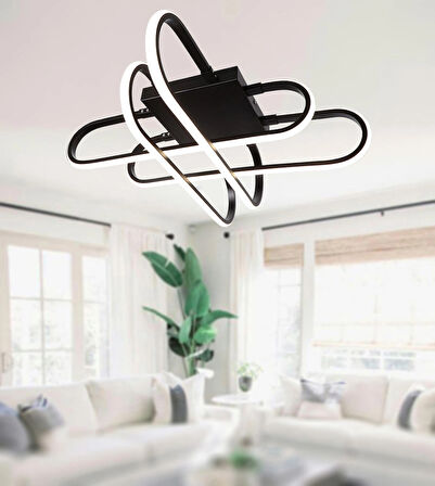 TT338-SY TT Aydınlatma Kasef Model ( 3 Renk Işık Modüllü ) Mat Siyah Kaplama Led Avize