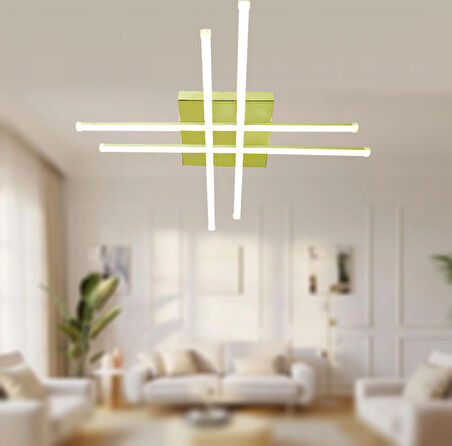 TT036-SR-GNR TT Aydınlatma Hashtag Modeli ( Gün Işığı ) Sarı Kaplama Led Avize