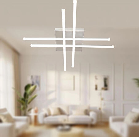 TT036-KR-3RENKIŞIK TT Aydınlatma Hashtag Modeli ( 3 RENK IŞIK )  Krom Kaplama Led Avize
