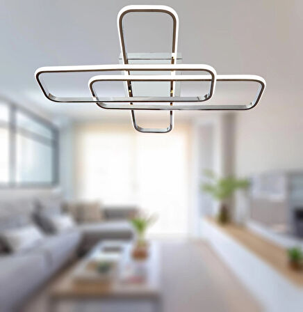 TT324-KR TT Aydınlatma 57 x 17 Profil Krom Kaplama ( 3 Renk Işık ) Plafonyer Led Avize