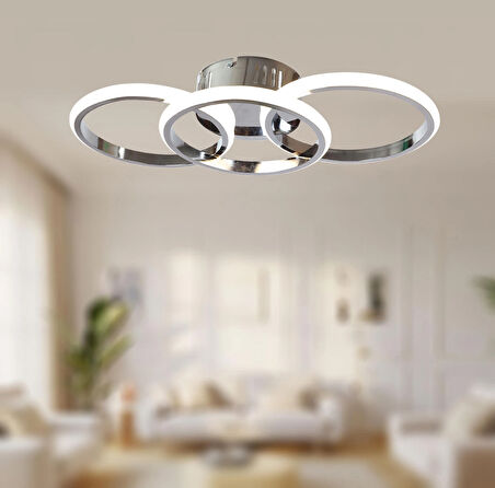 TT305-3-KR TT Aydınlatma ( 3 RENK IŞIK ) Krom Kaplama 3 lü Led Avize