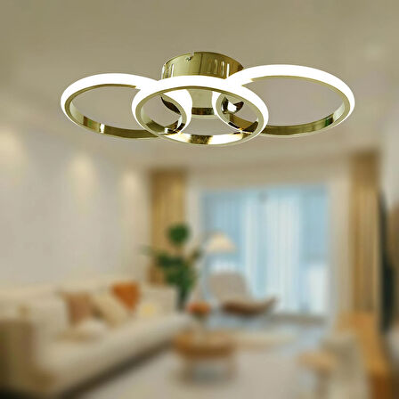 TT305-3-SR TT Aydınlatma ( GÜN IŞIĞI )   Sarı Kaplama 3 lü Led Avize