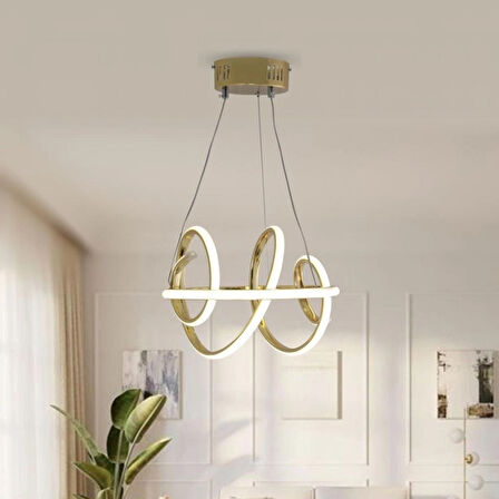 TT005-SR-GNR TT Aydınlatma GÜN IŞIĞI LED Burgu Modeli Gold Sarı Kaplama Led Avize