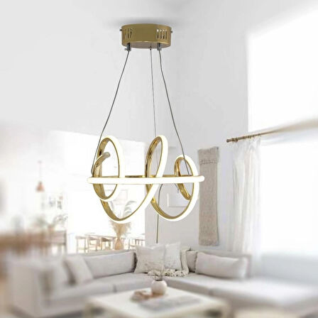 TT005-SR-SRR  TT Aydınlatma SARI IŞIK LED Burgu Modeli Gold Sarı Kaplama Led Avize