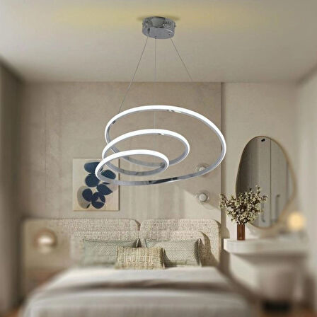 TT301-KR-BYR TT Aydınlatma BEYAZ IŞIK LED Yay Modeli Krom Kaplama Led Avize