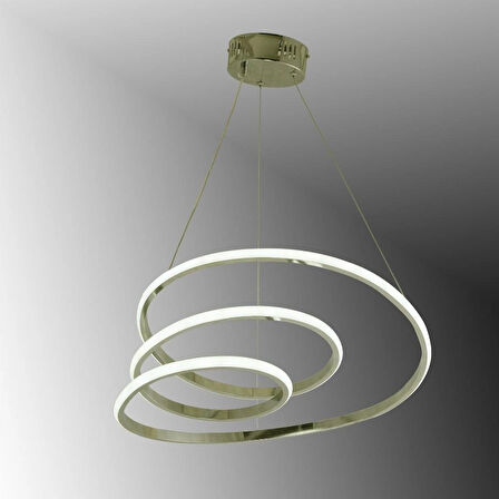 TT301-FSR-BYR TT Aydınlatma BEYAZ IŞIK LED Yay Modeli Fransız Sarısı Kaplama Led Avize