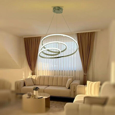 TT301-FSR-GNR TT Aydınlatma GÜN IŞIĞI LED Yay Modeli Fransız Sarısı Kaplama Led Avize