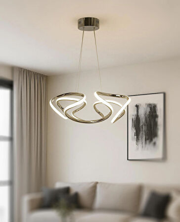 TT307-40-FSR-3RN TT Aydınlatma 3 RENK IŞIK LED Helezon Modeli Fransız Sarısı Kaplama Led Avize