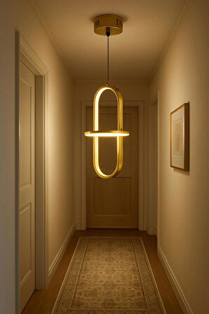 TT006-1-SR-BYR TT Aydınlatma BEYAZ IŞIK LED  Minyon Modeli Tekli Sarı Kaplama Led Avize