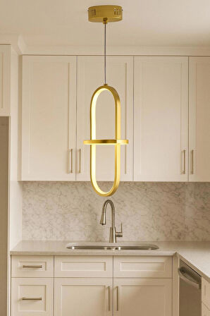 TT006-1-SR-GNR TT Aydınlatma GÜN IŞIĞI LED  Minyon Modeli Tekli Sarı Kaplama Led Avize