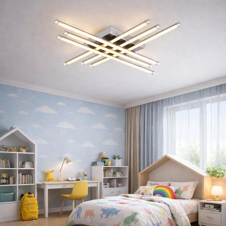 Tt070-kr-sarıışık 6 Lı Çubuk Model Sarı Işık Ledli Krom Kaplama Led Avize Krom