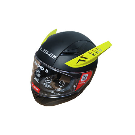 Motospartan Kask Boynuzu Neon Sarı Yarışçı Tipi