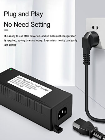 Anunnaki AN1030 Gigabit PoE Injector | 30W 1000Mbps IEEE802.3af/at IP Kamera Network Güç Adaptörü 