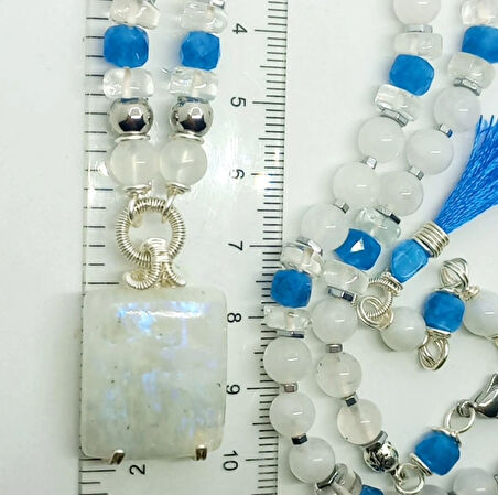 2450 Ay taşı Kuvars Hematit el yapımı kolye