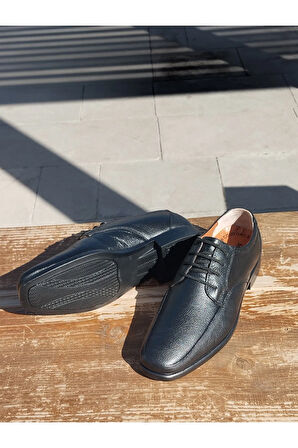 Erkek Mevsimlik Klasik Kundura Hakiki Deri Kauççuk Taban Bağlı İç Dış Deri