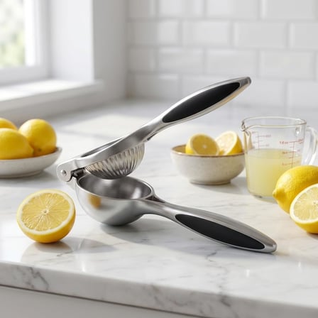 Deconox Profesyonel Paslanmaz Çelik Limon Sıkacağı, Manuel Narenciye ve Limon Presi, Ergonomik Kollu, Kolay Yıkanabilir, Büyük Boy (24 cm) Mat Doku