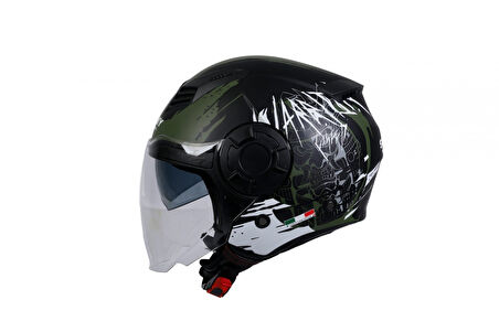 Sway Sw766 Yarım Yazlık Kask Warrıor Mat Black Army Grey Güneş Vizörlü X-LARGE
