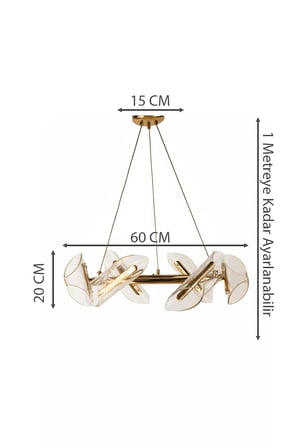 Modern Gold 6lı Estetik Akrilik Kanat Model Şık Salon Led Sarkıt