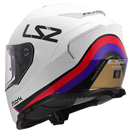 LS2 STORM 2 KASK KAPALI STARK BEYAZ-KIRMIZI-MAVİ-SARI MEDIUM