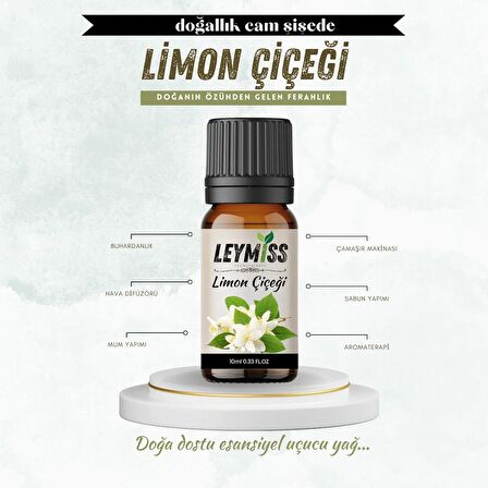 Limon Çiçeği Uçucu Yağı Canlandırıcı ve Ferahlatıcı Kokusuyla 10ml Cam Şişede Buhardanlık Oda Kokusu