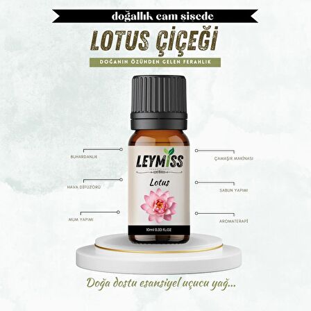  Lotus Çiçeği Uçucu Yağı: Huzur Verici ve Doğal Çiçek Kokusu 10ml Cam Şişede Buhardanlık Oda Kokusu