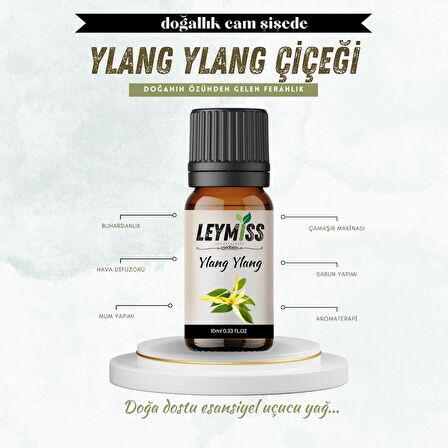 Ylang Ylang Uçucu Yağı Egzotik ve Dengeleyici Koku 10ml Cam Şişede Buhardanlık Oda Kokusu