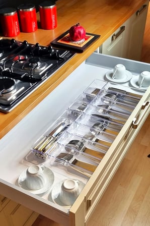 11'li Set Modüler Mutfaklarda Çekmece Içi Kaşıklık Organizer Düzenleyici Şeffaf ŞEFFAF 40 x 50