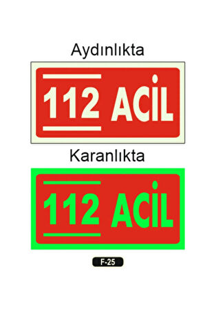 Fosforlu 112 Acil Yön Levhası