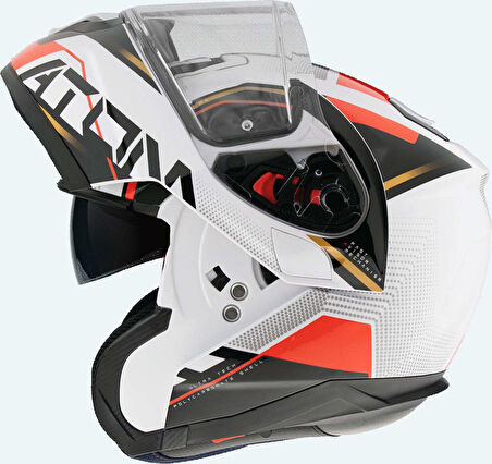 Mt Atom Quark Çene Açılır Kask Vizörlü Red X-SMALL