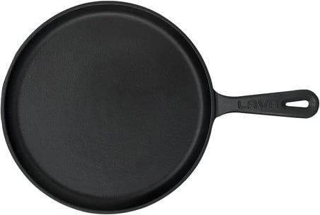 Döküm Krep / Pizza / Pancake Tavası, Yuvarlak, Metal Saplı, 26cm, Siyah