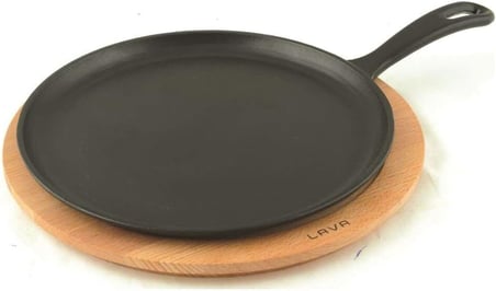 Döküm Krep / Pizza / Pancake Tavası, Yuvarlak, Metal Saplı, 26cm, Siyah
