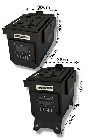 Kuzineli Kamp ve Çadır Sobası Katlanır Ayaklı Kamp Sobası Çantalı