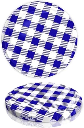 Hijyenik Paketli 10 Adet Kavanoz Kapağı - Lacivert Ekose- 82Mm