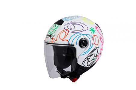 Sway Sw715 Yarım Yazlık Kask Whıte Flower Beyaz X-SMALL