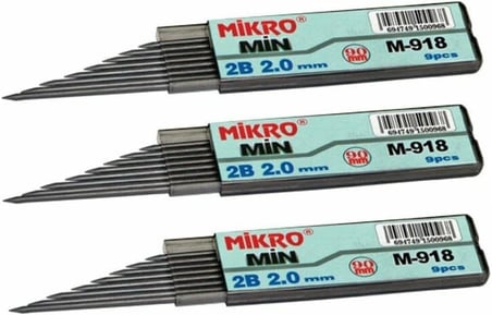 Kalem Ucu 2.0mm 2B Mikro 2B Kalem Ucu 2mm Siyah 3 Adet