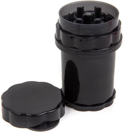 GRINDER Parçalayıcı PLASTİK baharat öğütücü herb spice 4 katmanlı (58MM-SIYAH)