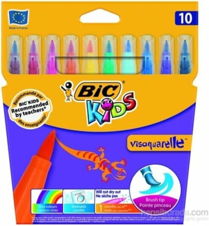Bic Visa Fırça Uçlu Keçeli Boya Kalemi 10`Lu Kutu 3270220001553