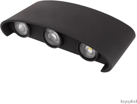 Tepegöz 9W Dekoratif Çift Yönlü Bahçe Aplik – IP65 Su Geçirmez, Mercekli LED, 3200K Günışığı Rengi, İç ve Dış Mekan Duvar Aydınlatması, Modern Siyah Gövde