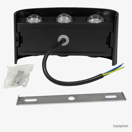 Tepegöz 9W Dekoratif Çift Yönlü Bahçe Aplik – IP65 Su Geçirmez, Mercekli LED, 3200K Günışığı Rengi, İç ve Dış Mekan Duvar Aydınlatması, Modern Siyah Gövde
