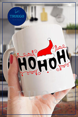 Yılbaşı Baskılı Kupa Bardak Seramik Mug - Ho Ho Ho