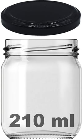 10-1000 ml Farklı Boyutlarda Kavanoz (10-1000 Arası) cc Konserve Metal Kapaklı Cam Kavanoz 6 Adet (Şeffaf, 210 cc)