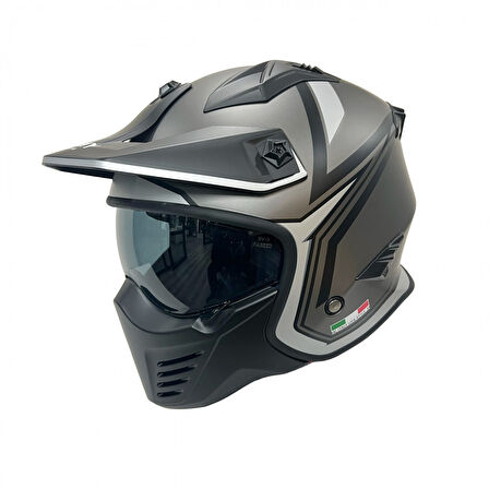 Sway Sw726x Modüler Kask Tokyo Mat Tıtanıum Beyaz Siyah SMALL